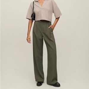 Reformation Mason Pant Green Stripe